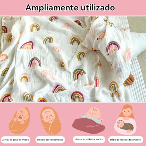 Konicoo Manta Receptora para Niña,4 Pcs Muselinas para Niño Y Niña,120 * 100CM Mantas de Muselina,100% Algodón,Frazadas Protectoras de Temperatura Suave Y Transpirable,Mantas de Lactancia