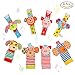 FunsLane 8 Packs Baby Rattle, Baby Wrist Rattles and Foot Finder Socks Set, Educational Development Soft Animal Toy Shower Gift with Monkey, Elephant, Puppy and Piggy