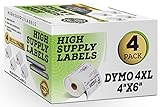 Dymo 4XL Labels (4 Pack) Compatible 1744907 4x6 Dymo Labels | Dymo 4x6 Labels | Dymo Labels 4x6 | Dymo 4XL Labels 4x6 | 4XL Thermal Labels | 4XL Shipping Labels | 4x6 4XL Dymo Labels