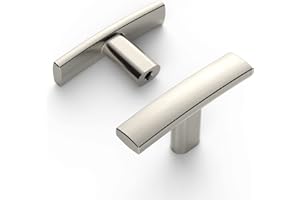 Amerdeco 10 Pack Brushed Satin Nickel Cabinet Knobs Single Hole Cabinet Handles 2 Inch Solid Zinc Alloy Cupboard Drawer Knobs Kitchen Cabinet Knobs T Bar Hardware ZH0003BSNK