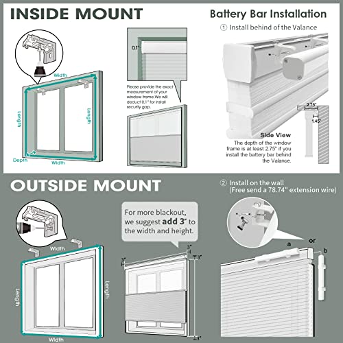 Yoolax Motorized Top Down Bottom Up Shades with Remote Control, Day
