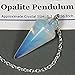 Resonant Energies 1.1 Inch Opalite Crystal Pendulum, Smooth Cone with a Crystal Finger Grip, Dowsing Divining Healing Gemstone
