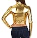 Sakkas 141786 Metallic Liquid Mock Neck Turtleneck Long Sleeve Crop Top - Made in USA - Gold - L