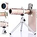 Camera Lens Kit,WMTGUBU 4 in 1 HD Universal Clip-On Phone 18X Optical Zoom Telephoto Lens+15X Super Macro Lens+0.6X Wide Angle Lens Tripod iPhone Samsung Huawei Ipad Tablet PC Laptops (Gold)