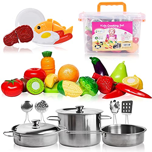 thumbnail image 2 of 72-Piece Kids Kitchen Toy Set With Play Food, Pots, Pans & Dishes - Pretend Cookware Learning Toys For Toddlers 2 of 10
