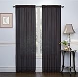 GoodGram 2 Pack: Ultra Luxurious High Thread Rod Pocket Sheer Voile Window Curtains Assorted Colors (Black)