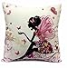 Cotton Linen Girl with Pink Wing Elves and Butterflies New Decorative Pillowcase Throw Pillow Cushion Cover Square 18