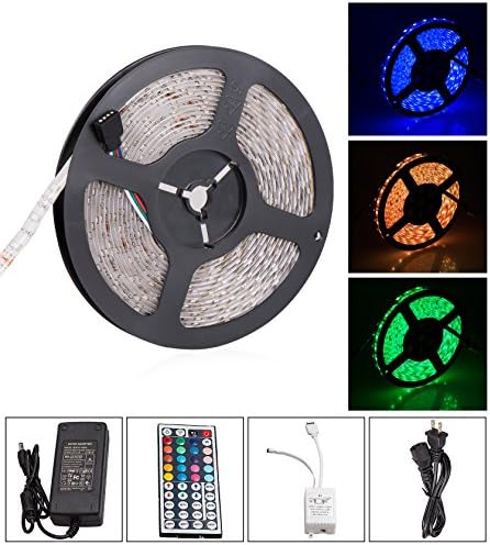 Homaz 5M/16.4 Ft SMD 5050 RGB 300 LED Color Changing Kit with Flexible Strip Light+44 Key IR Remote Control+ Power Supply