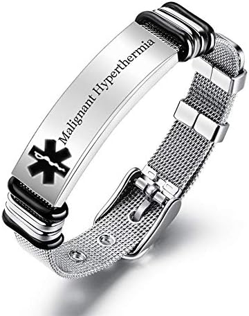 Murinsar Free Engraving Custom Surgical Steel Durable Adjustable Medical Alert Disease Awareness ID Bracelet for Women Men Kids Emegency Life Saver ICE Bangle