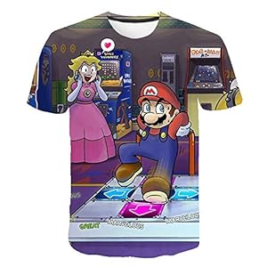 Klassiek spel, Super Mario Bros 3D-print, T-shirt, grappige zomer cartoon korte mouwen katoen ultra ademend T-shirt tops