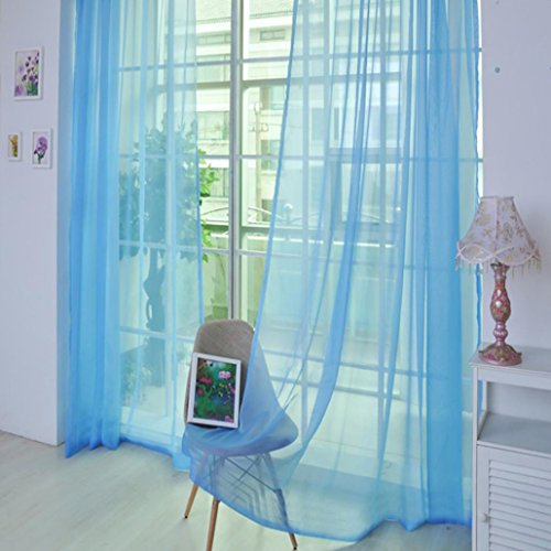Qisc Home Decoration 1 Pieces Sheer Curtains Window Treatment Rod Pocket Tulle Sheer Voile Curtains/Drapes/Panels (Multicolor K)