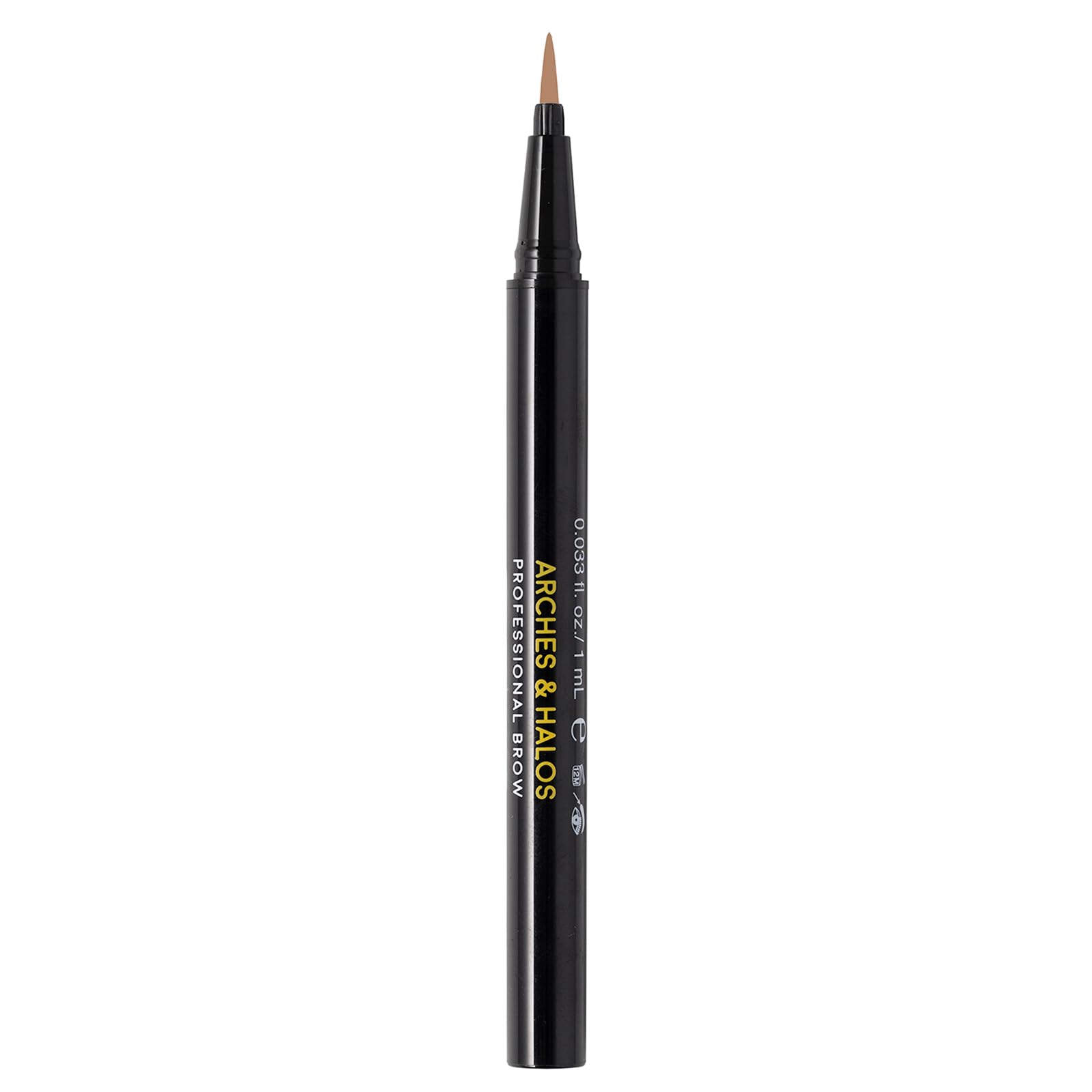 Arches & Halos Fine Bristle Tip Pen - Creamy, Buildable Formula for Shaping and Defining Eyebrows - Waterproof, Long Lasting, 24 Hour Color - Precise Bristled Applicator Tip - Warm Brown - 0.6 ml