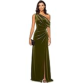 One Shoulder Bridesmaid Dresses for Women 2026 Long Velvet Mermaid Formal Evening Party Dress with Slit