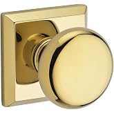 Baldwin PSROUTSR003 Reserve Passage Round with Traditional Square Rose in Lifetime Brass Finish