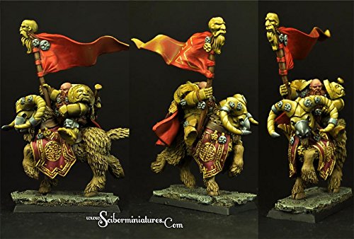 Fantasy Miniatures - Dwarves 28mm Scibor Monstrous Dwarf Standard on Mountain Ram