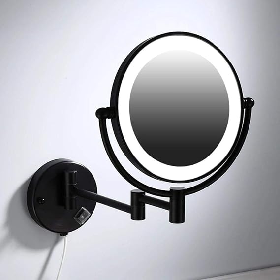 HtapsG Espejos de maquillaje negro Pintura LED montaje en pared