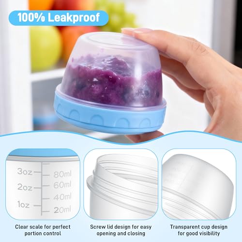 Fentar 18 Pieces Airtight Small Food Containers with Scale, 120ML Reusable Freezer Containers, Small Trays with Lids for Sauces, Yogurt (6 Colors)