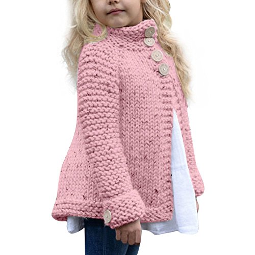 Ankola Kids Toddler Girls Fall Winter Clothes Button Knitted Sweater Cardigan Coat Outwear Tops (2T, Pink)
