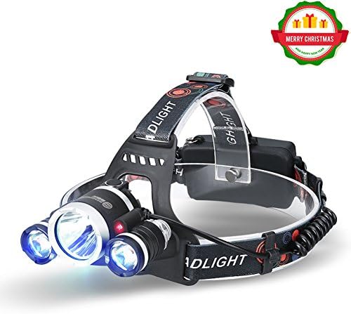 JIATENG 8000 Lumens Waterproof Rechargeable Headlights and LED Torches in 4 Brightness Modes with Adjustable 90 ° Adjustment for Riding, Running, Dog Walking, Camping, Hiking, Fishing, Hunting ,read