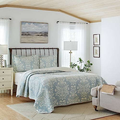 Laura Ashley Rowland Collection Quilt Set 100 Cotton, Reversible
