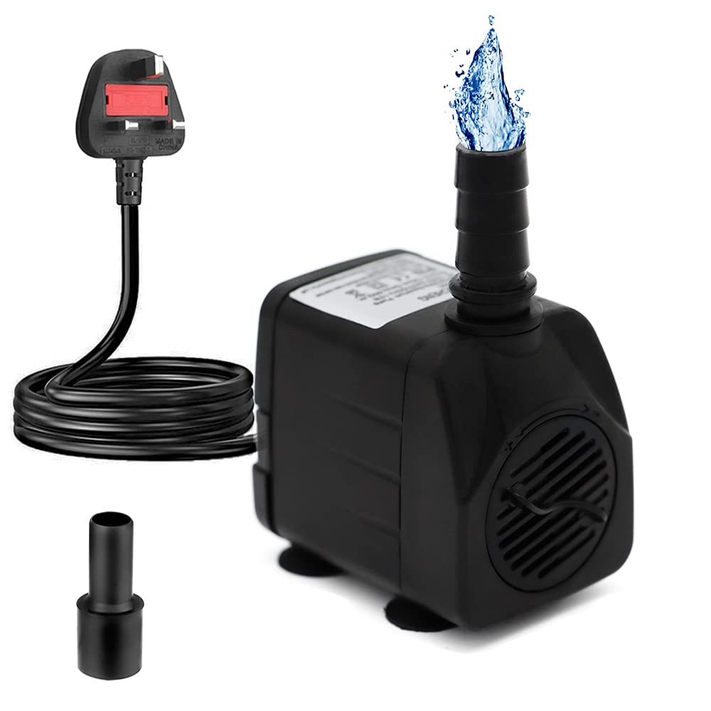 Submersible Aquarium Mini Fountain Pump 600L/H 10W Ultra Quiet Adjustable Water Flow Fish Tank Pump with 1.4m/4.6ft Power Cord for Pond Garden Hydroponics System AC220-240V