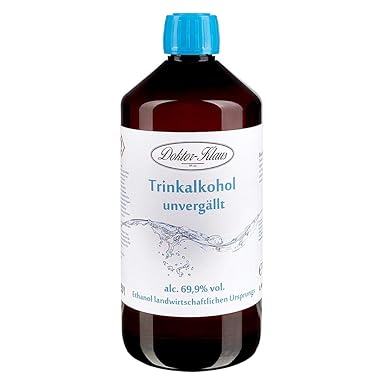 1000ml Primasprit Trinkalkohol 69,9% vol. Alc. in brauner PET Flasche mit OV von Doktor Klaus