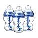 Tommee Tippee Advanced Anti-Colic Baby Bottle, Slow Flow Breast-Like Nipple, Heat-Sensing Technology, BPA-Free - Blue - 9 Ounce, 3 Count primary