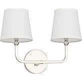Capital Lighting 119321PN-674 Dawson Decorative White Fabric Stay-Straight Shades Bath Vanity Wall Mount, 2-Light 120 Total W