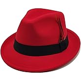 Unisex Trilby Hats Classic Fedora Hats for Women Men Dress Hats Felt Short Brim Fedoras Hat Panama Hat with Band