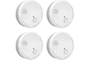 LSHOME 4 Pack Smoke Detector Fire Alarms 9V Battery Operated Photoelectric Sensor Smoke Alarms Easy to Install with Light Sound Warning, Test Button,9V Battery Included Fire Safety for Home Hotel(912-4)