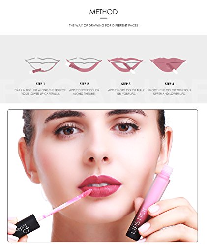 Lip Gloss Set 6 Colors, PUDAIER Waterproof Long Lasting Matte Liquid Lipstick Beauty Lip Gloss (6PCS)