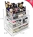 Sorbus Huge Acrylic Makeup Organizer - Extra Large Makeup Case & Display - Stackable 3 Piece Cosmetic Organizers and Storage Set with Acrylic Drawers - Great Vanity, Dresser & Bathroom Organizer