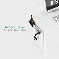 Lufeiya White L Shaped Computer Desk with Power