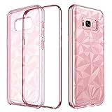 BENTOBEN Galaxy S8 Plus Case, Samsung S8 Plus Slim Phone Cases Soft Hybrid TPU Hard PC Shockproof Protective Case Cover with Diamond Prism Flowers Pattern Design for Samsung Galaxy Note8 - Black