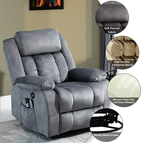 Mecor Massage Recliner Chair w/Adjustable Headrest Flannelette Rocker