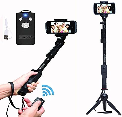 Extendable Selfie Stick Tripod Set with Bluetooth Remote Control, Monopod for Go-pro - Adjustable Phone Adapter Fits All Phones- iPhone, Samsung, Moto, Xiaomi, One Plus etc.