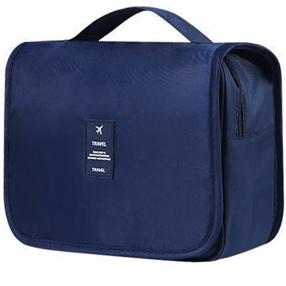 Travel Hanging Toiletry Wash Bag, Veyarien Folding Waterproof Makeup Cosmetic Bags Organizer for Women Ladies Girls (Navy Blue)