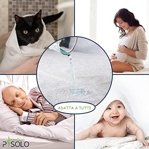PISOLO Waterproof Bed for Incontinence 150 x 220 cm – Breathable Bamboo Terry Protection – Open Cover – Ultra Thin – Washable