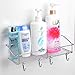 Haundry Suction Cup Shower Caddy Basket, Bathroom Corner Shower Shelf Organizer Stainless Steel with 4 Removable Hooks