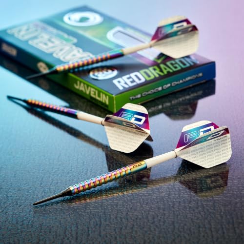 RED DRAGON Javelin Spectron - Premium Tungsten Steeltip Darts Set with Dart Flights and Dart Shafts (Stems) - Available in 20g, 22g, 24g, 26g