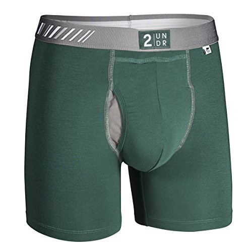 2UNDR Men's Swingshift Boxers,Dark Green,Small