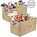 Woffit Toy Organizer Baskets - Set of 2 Collapsible Kids Toy Boxes w/Leather Handles - Living Room, Nursery and Playroom Storage & Organization, Beige