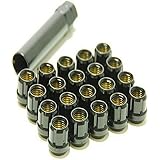 Muteki 31886B Black 12mm x 1.5mm Open End Lightweight Spline Drive Lug Nut Set with Key, (Set of 20)