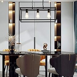 LIGOTFIRE Modern Chandeliers Rectangle Black 3