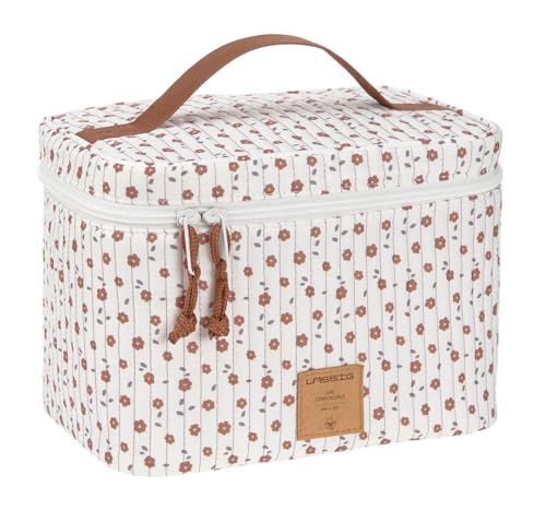 LAESSIG Baby Changing Table Organiser Nappy Organiser to Go/Casual Nursery Caddy to Go Flowers White