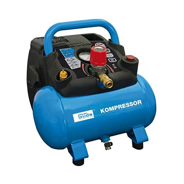 GÃ¼de Kompressor Airpower 190/08/6 (Ã¶lfrei, max. Druck 8 bar, Kessel 6 l, 1100 W, eff. Liefermenge 145 l/min, Druckminderer/Manometer/Kondensatablassschraube, inkl. 6-tlg. ZubehÃ¶r, Testnote SEHR GUT)