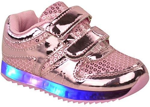 Fashion Thirsty New Girls Kids Babies LED Light Up Trainers Strappy Sneakers Toddler Shoes Size