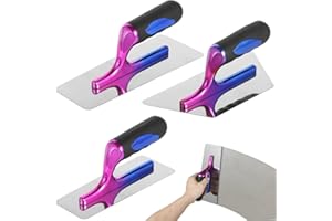 Heeucnon 3 Piece Plaster Spatula, Drywall Spatula Ergonomic Handle Art Painting Finishing Tool Venetian Plaster Tools