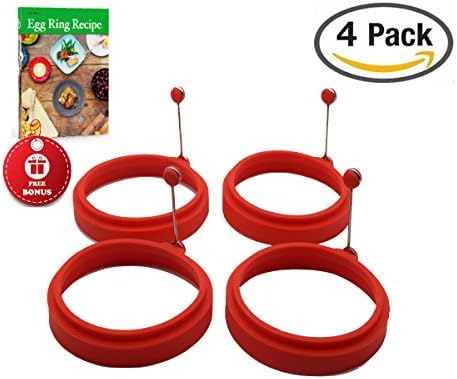 Piatelli Kitchen Silicone BPA-free Non-tick Egg Ring with Guide - Red