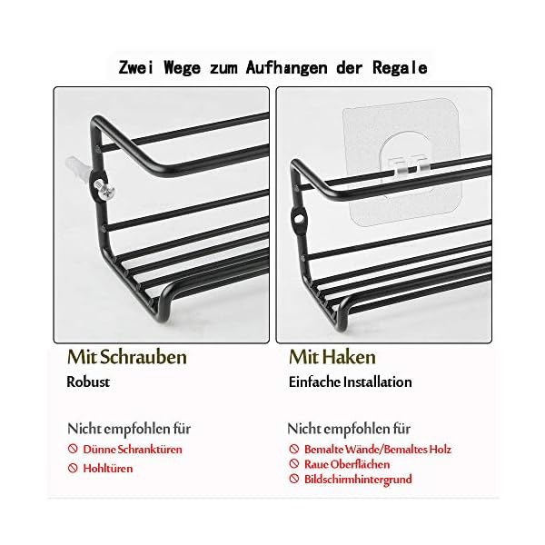 GEEDIAR-Spice-Racks-Organiser-4-Tier-Hanging-Stainless-Steel-Spice-Racks-Wall-Mounted-with-Adhensive-Stickder-Screws-Kitchen-Pantry-Shelf-for-Spices-and-Condiments-Spice-Jars-Black GEEDIAR Spice Racks Organiser - 4 Tier Hanging Stainless Steel Spice Racks Wall Mounted with Adhensive Stickder & Screws…